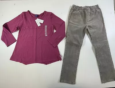 Naartjie Girls Pink Grey Long Sleeve Tee Shirt Skinny Cord Pant Set 9 • $24.99