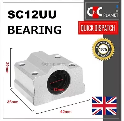 Sc12uu Linear Motion 12mm Shaft Sliding Bearing Block 12mm Bore Scs12uu Uk Fast • £5.95