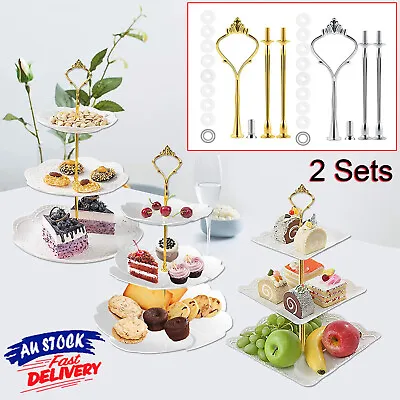 Cake Stand Fittings 3 Tier Heavy Gold Crown Handle Hardware High Tea For Plates • $9.46