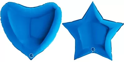 36  Blue Metallic Heart Star Foil Balloons Happy Birthday Party Weddings  • $6.21