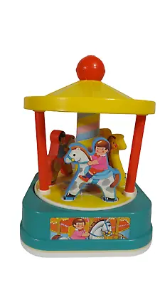 Vintage Chicco Toy Carousel Merry Go Round Horses Music Italy Tested Works • $12.75