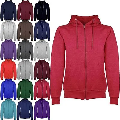 £6.49 • Buy Mens Plain Hoodie Fleece Knit Zip Up Hoody Jacket Hooded Sweatshirt Zipper Top