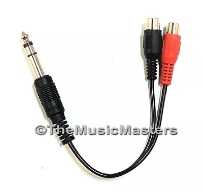 6 Inch 1/4  Male Stereo Plug To Dual RCA Jacks (F) Premium Audio Cable Wire Cord • $7.49