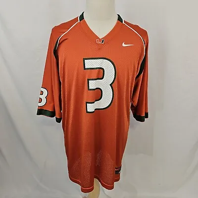 Miami Hurricanes #3 Men's Vintage Nike Football Jersey Orange Nylon Mesh XL EUC • $39.99