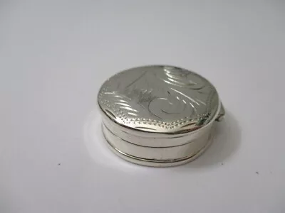 Sterling Silver Pill Box Round Shape Engraved On Top Solid 925 Silver • $35.95