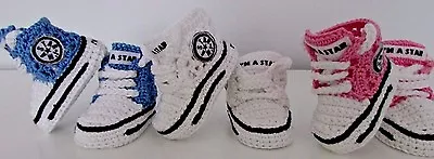 Baby Crochet Shoes Your Baby's Name Handmade Wool Trainers Sneakers • £4.99