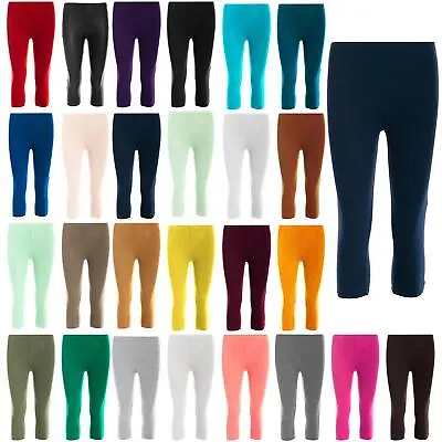£3.49 • Buy Womens Ladies Elastic Waist 3/4 Length Plain Cropped Fitted Trousers UK Leggings