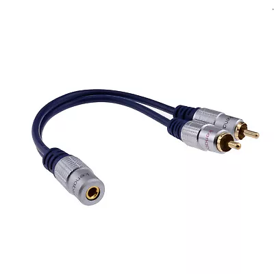 PURE Gold 3.5mm Stereo Jack Socket To 2 Phono RCA Plugs Adapter Cable [007992] • £4.20
