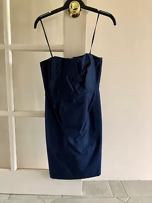 NEW Jcrew Erica Cotton Taffeta Strapless Dark Navy Dress Size 0 Petite US • $15