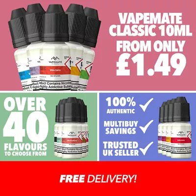 Vapemate Classic 10ml E Liquid |  Vape Juice | 10ml | 50/50 VG/PG | E-Cig • £3.10