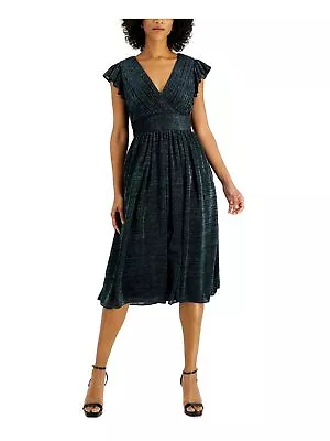 AIDAN AIDAN MATTOX Womens Pintucked Lined Flutter Sleeve Fit + Flare Dress • $28.99