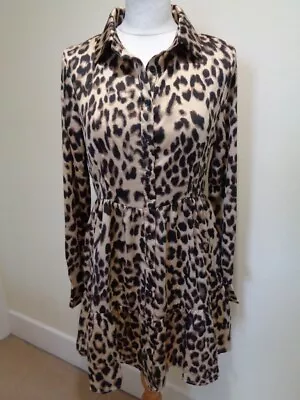 £15 • Buy Missguided Brown Multi Animal Print Button Front Dress - Size 10