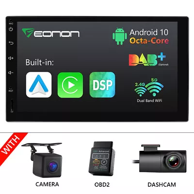CAM+DVR+OBD+Android 8-Core Double Din 7  IPS Car Stereo CarPlay Radio GPS No DVD • $190.63