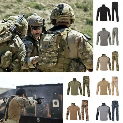 Mens Multicam Tactical Combat Airsoft Frog Shirt Pants Set Military Uniform Suit • $45.11