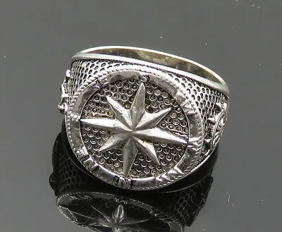 925 Sterling Silver - Vintage Nautical Compass Large Band Ring Sz 12 - RG20198 • $76.05