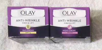 2 Boxes Of OLAY Anti-Wrinkle Firm & Lift Day And Night Cream 50ml New • £12.50
