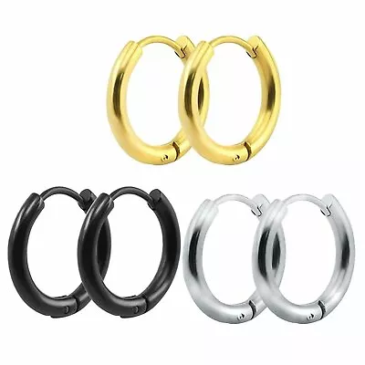 $9.99 • Buy 3 Pairs Huggie Hoop Earrings Piercing Ear Studs Rings Helix Surgical Steel