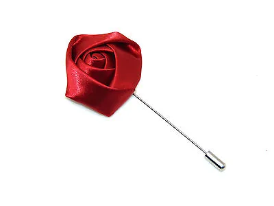 Silk Rose Flower Corsage Boutonniere Stick Lapel Buttonhole Grooms Wedding UK • £2.39