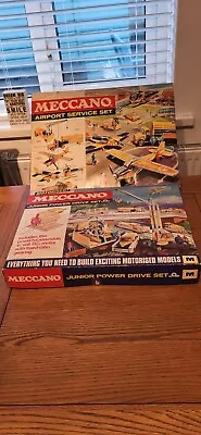 MECCANO AIRPORT SERVICE SET No.4 & JUNIOR POWER DRIVE SET PLUS ALL MANUALS • £80