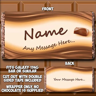 Chocolate Bar Wrapper Personalised Fits Galaxy Balloons Birthday Father's Day • £1.99