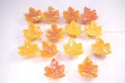 Set Of 14 Floating Maple Leaf Candles 2.5  AMCSAN #17408 Various Shades Orange • $17.99