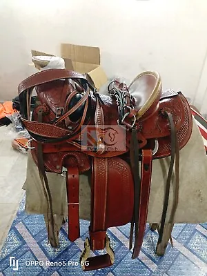 A Fork Premium Western Leather Wade Tree Roping Ranch Horse Saddles 10-18 • $320.10