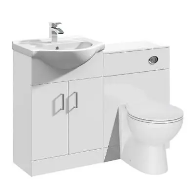 Vanity Unit Combined Sink & Toilet Bathroom Suite Furniture Set Pan Cistern 1150 • £237.99