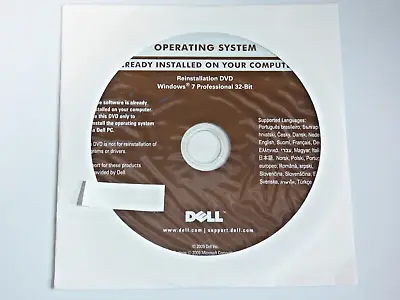 $15 • Buy Dell Windows 7 Pro 32-bit Re-Installation DVD Disc Unused