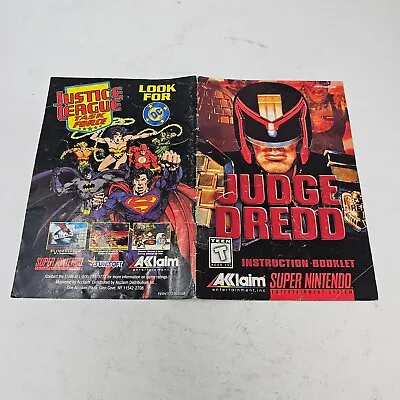 Judge Dredd SNES Super Nintendo Manual Instruction ONLY - GOOD • $15.95
