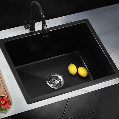 Welba Kitchen Sink Basin Granite Stone Bathroom Laundry Single Bowl 590mmx450mm • $161.42