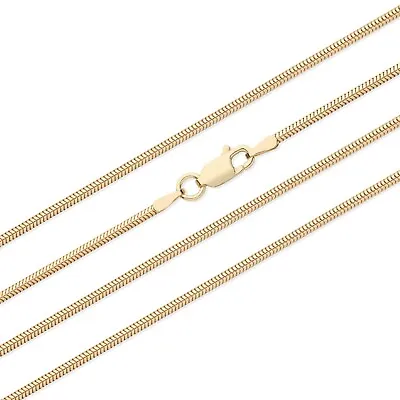 9ct Yellow Gold On Silver Snake Chain / Necklace - 16 18 20 22 24 Inch • £22.95