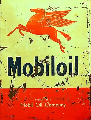 TIN SIGN  Mobil Flying Horse    Gas-Oil   Signs  Rustic Wall Petro Cars Garage • $7.35