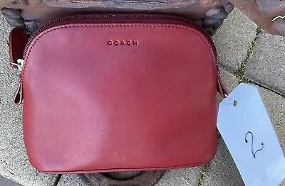 Coach Medium Cosmetic Pouch RED Vintage Leather #6988 • $45