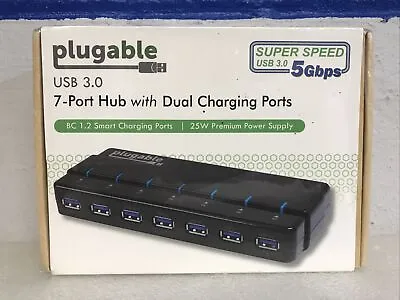 Plugable 7 Port USB 3.0 Hub With Dual Charging Ports 5 Gbps USB3-HUB7 New Sealed • $29.99