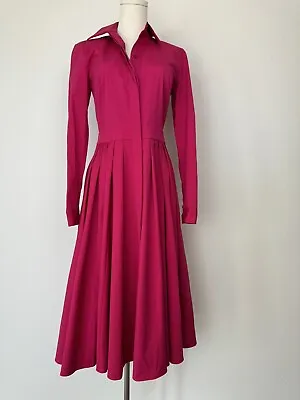 Michael Kors Collection Cotton Pink Fuchsia Dress Button Collar Runway Size 2 • $299