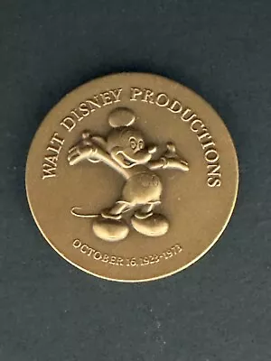 1973 Walt Disney Productions 50th Anniversary Bronze Coin Mickey Mouse Medallion • $39.95