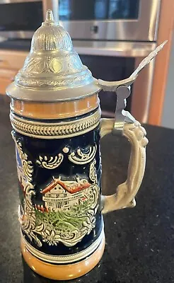 Large Art Pottery Beer Lidded Stein FRAUENKIRCHE U  RATHAUS MUNICH German Mug • $29.99