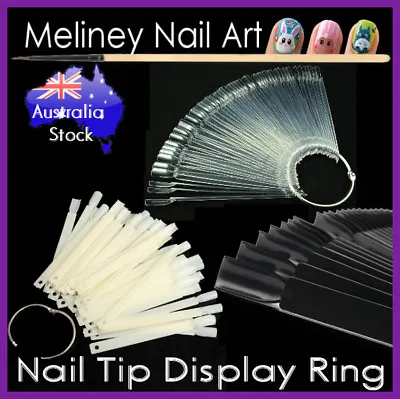 50pc Nail Tip Display Ring Polish Swatch Colour Wheel Practice Sticks Salon Tips • $7.82