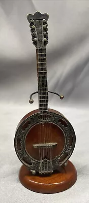 VTG Miniature Sterling Silver Burl Wood Stringed Instrument Banjo Guitar Stand 2 • $132