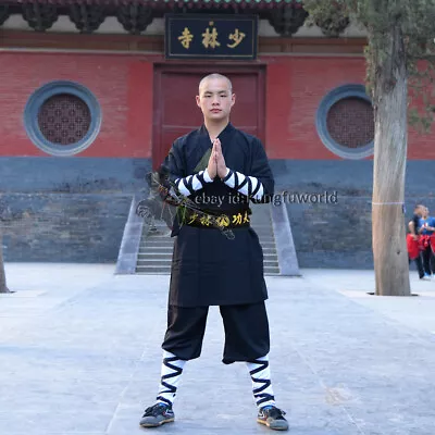 Black Cotton Shaolin Kung Fu Suit Martial Arts Tai Chi Uniforms Wushu Clothes • $48