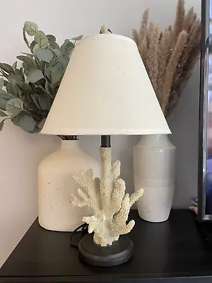 Faux Coral Table Lamp White Beach Nautical Ocean 24 Inches Mermaid Fish￼ • $110