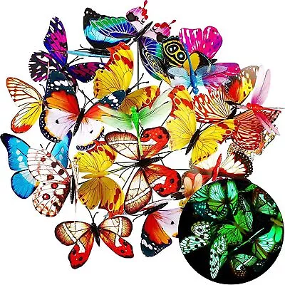 52Pcs Colourful Butterfly Butterflies Garden Decoration Ornaments Stakes Patio • £5.99