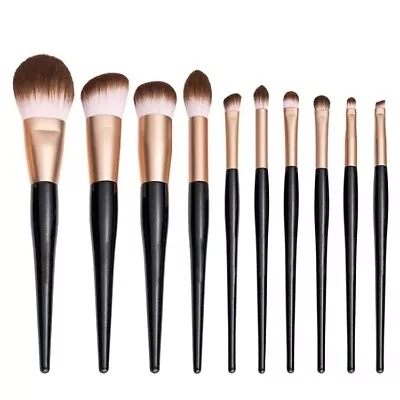 Professional Foundation Makeup Brush Set Black /Rose Gold - 10 • $17