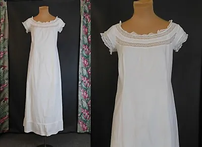 Vintage Edwardian Long White Cotton Slip Princess Seam Buttons 1900s Nightgown • $85