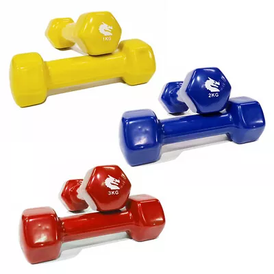 Vinyl Dumbbells (Pair) - Weight Fitness Strength Training 1-3kg - Morgan Sports • $44.95