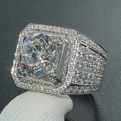 Fashion 925 Silver Rings For Men Cubic Zirconia Wedding Party Jewelry Size 7-13 • $2.25