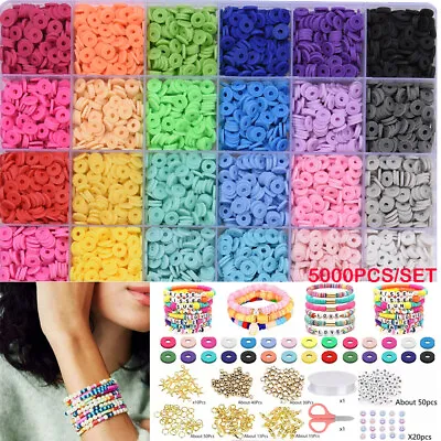 £1.79 • Buy 5000pcs Flat Polymer Clay Beads Spacer For DIY Bracelets Jewelry&Making Finding