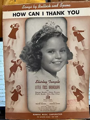 1938 SHIRLEY TEMPLE Movie Sheet Music From LITTLE MISS BROADWAY • $8