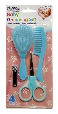 £3.49 • Buy Baby Grooming Set Brush Comb Scissor & Nail Clipper For Baby First Steps - BLUE