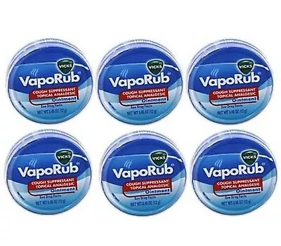 6-Pack Vicks VapoRub Cough Suppressant Topical Analgesic Ointment 0.45 Oz(12 G) • $14.75